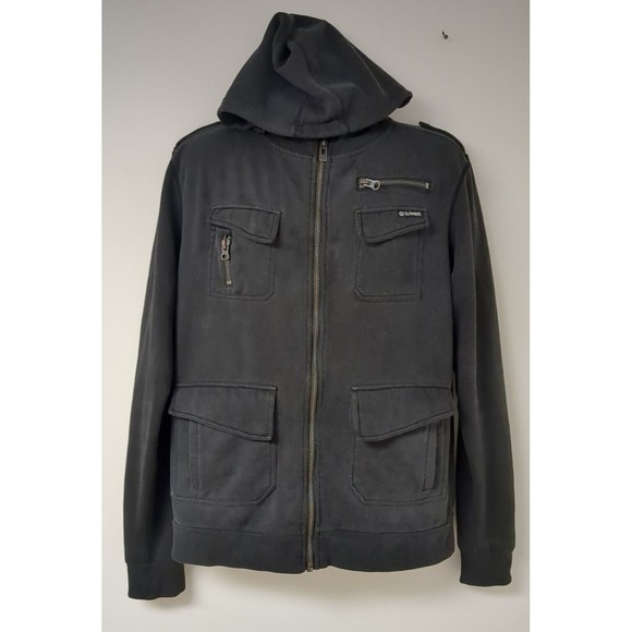Vintage Element Hoodie Men Size Large Black Military Tactical Pockets Y2K Skater - Picture 1 of 10